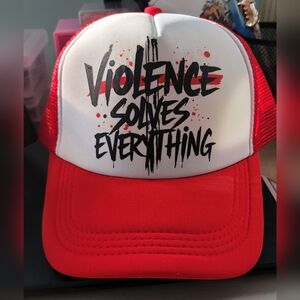 Red and White Graphic Trucker Hat